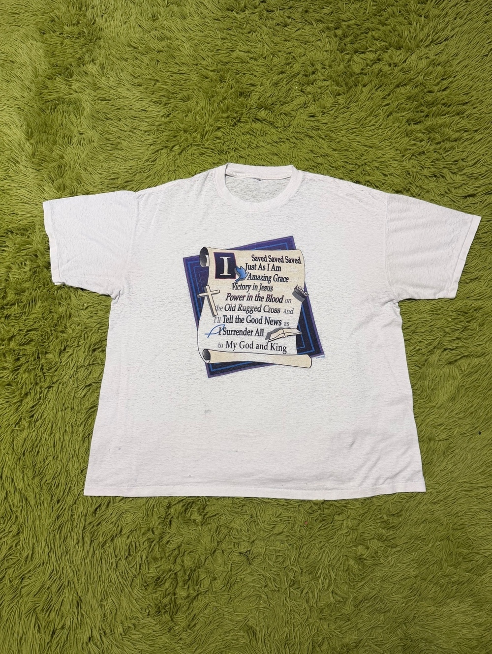 Vintage 90s Jesus Religious Graphic Thin T-shirt Size 2XL White